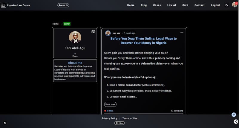 Sample lawyer profile